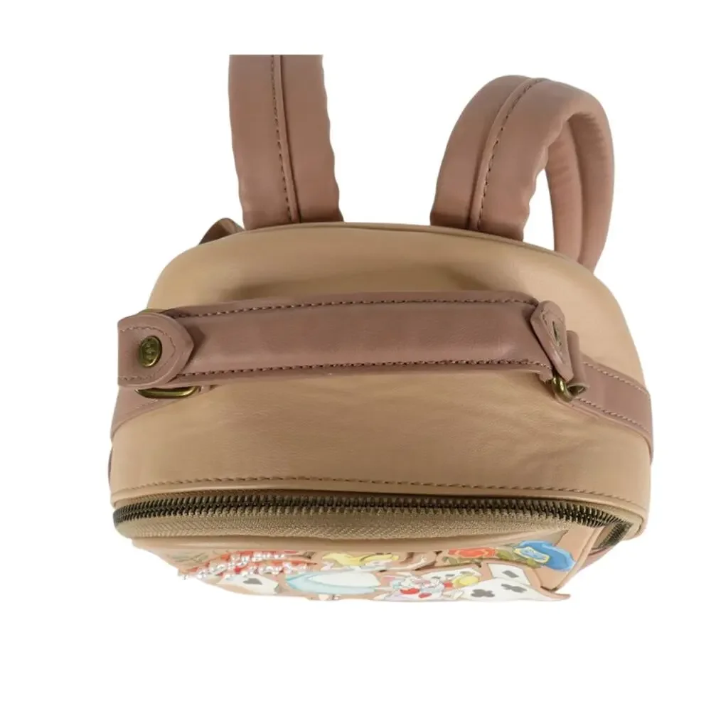 Loungefly Storybook Wonderland Scene Mini Backpack Faux Leather Tan